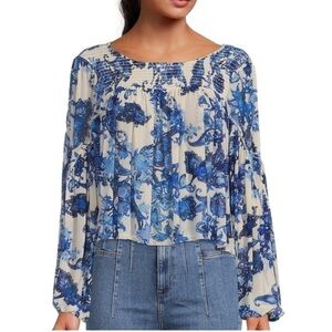 Free People Up for Anything Top in Teal/Ivory Combo